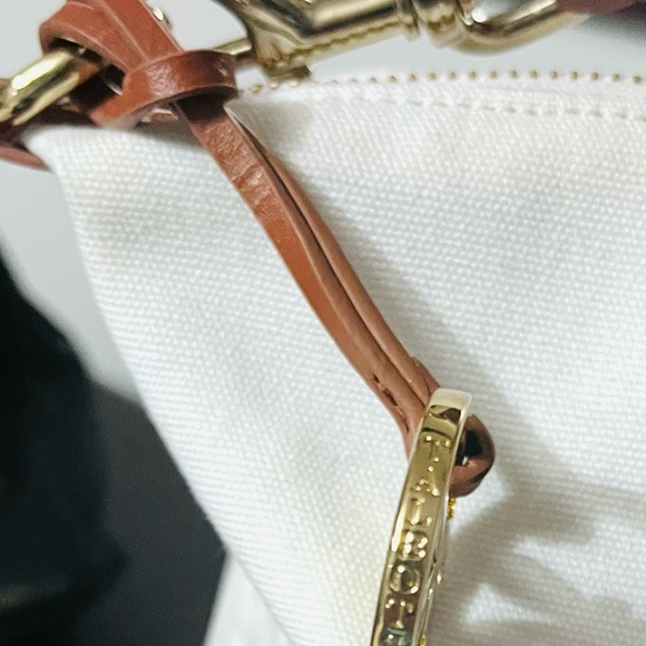 Talbots Summer bag in Linen/ Cotton blend fabric with Leather detachable strap - Picture 7 of 10